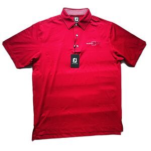 NWT FootJoy ProDry Isle Polo Golf Shirt Logo Spandex Blend Red Large Men